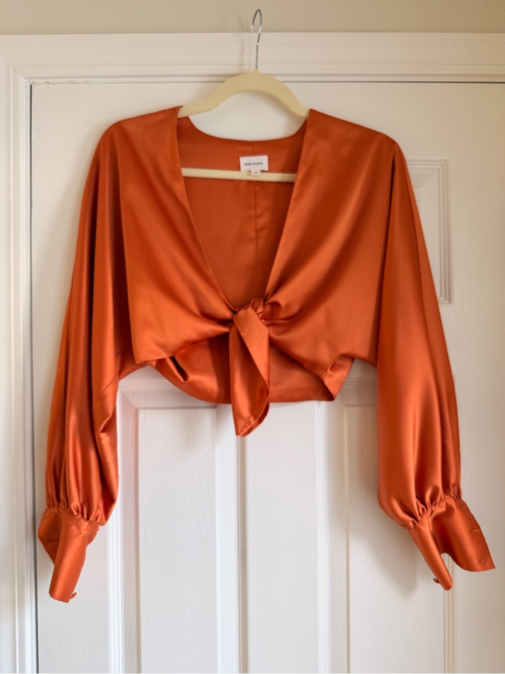 Song of Style Rust Satin Tie Front Crop Top XS